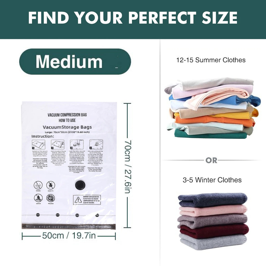 Vacuum Storage Bags, Space Saver Bags  Compressed Storage Bags for Clothing, Comfort Items and Blankets Organizer