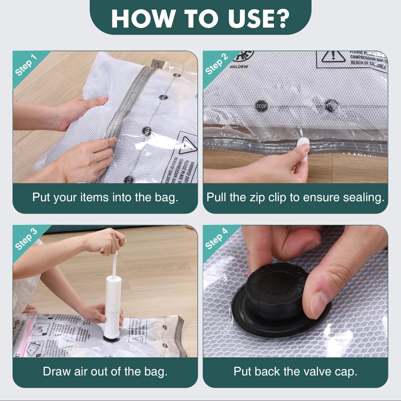 Vacuum Storage Bags, Space Saver Bags  Compressed Storage Bags for Clothing, Comfort Items and Blankets Organizer