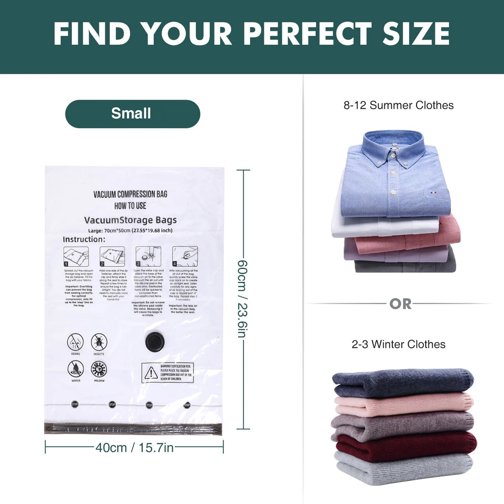 Vacuum Storage Bags, Space Saver Bags  Compressed Storage Bags for Clothing, Comfort Items and Blankets Organizer